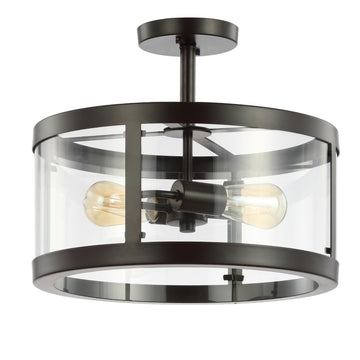 Herndon 15" Iron/Glass Modern LED Flush Mount - JONATHAN Y
